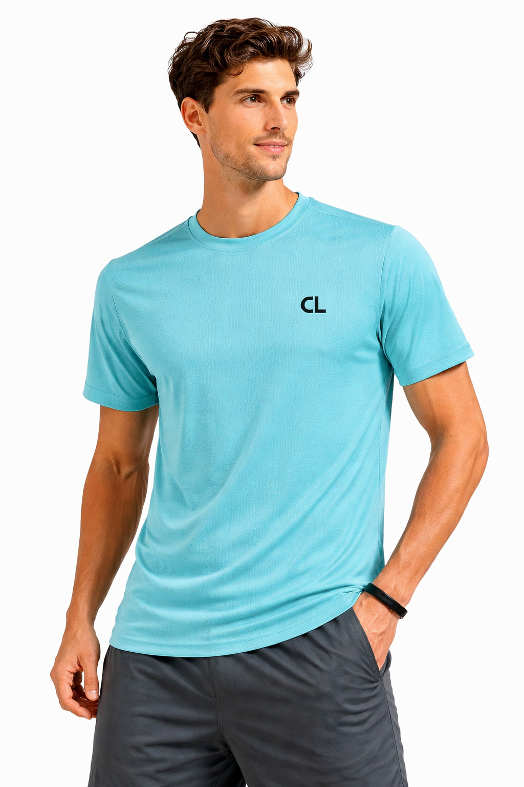 T SHIRT ROUND NECK HALF SLEEV SPORTS DRY FIT FABRIC