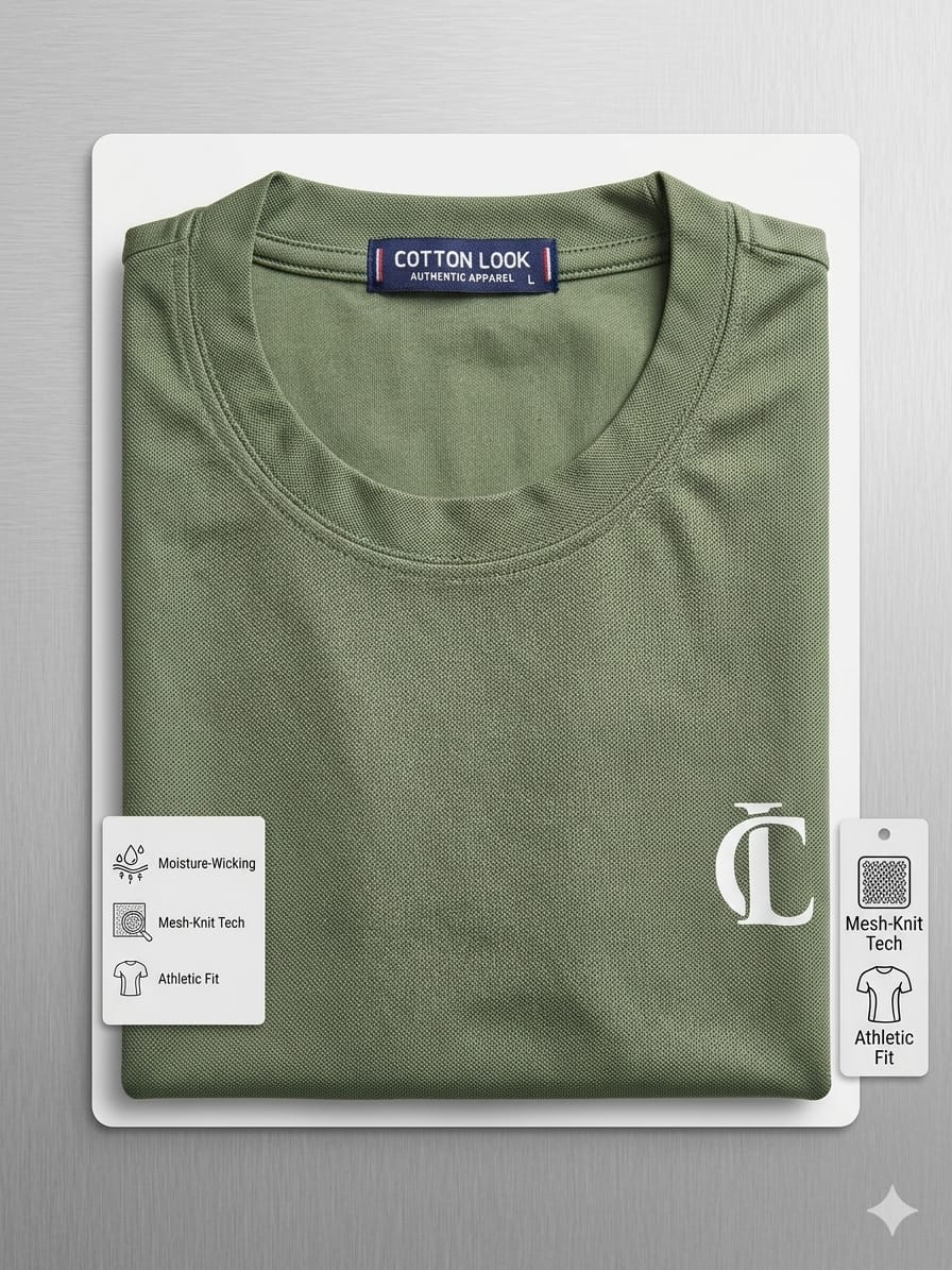 T SHIRT ROUND NECK HALF SLEEV SPORTS DRY FIT FABRIC