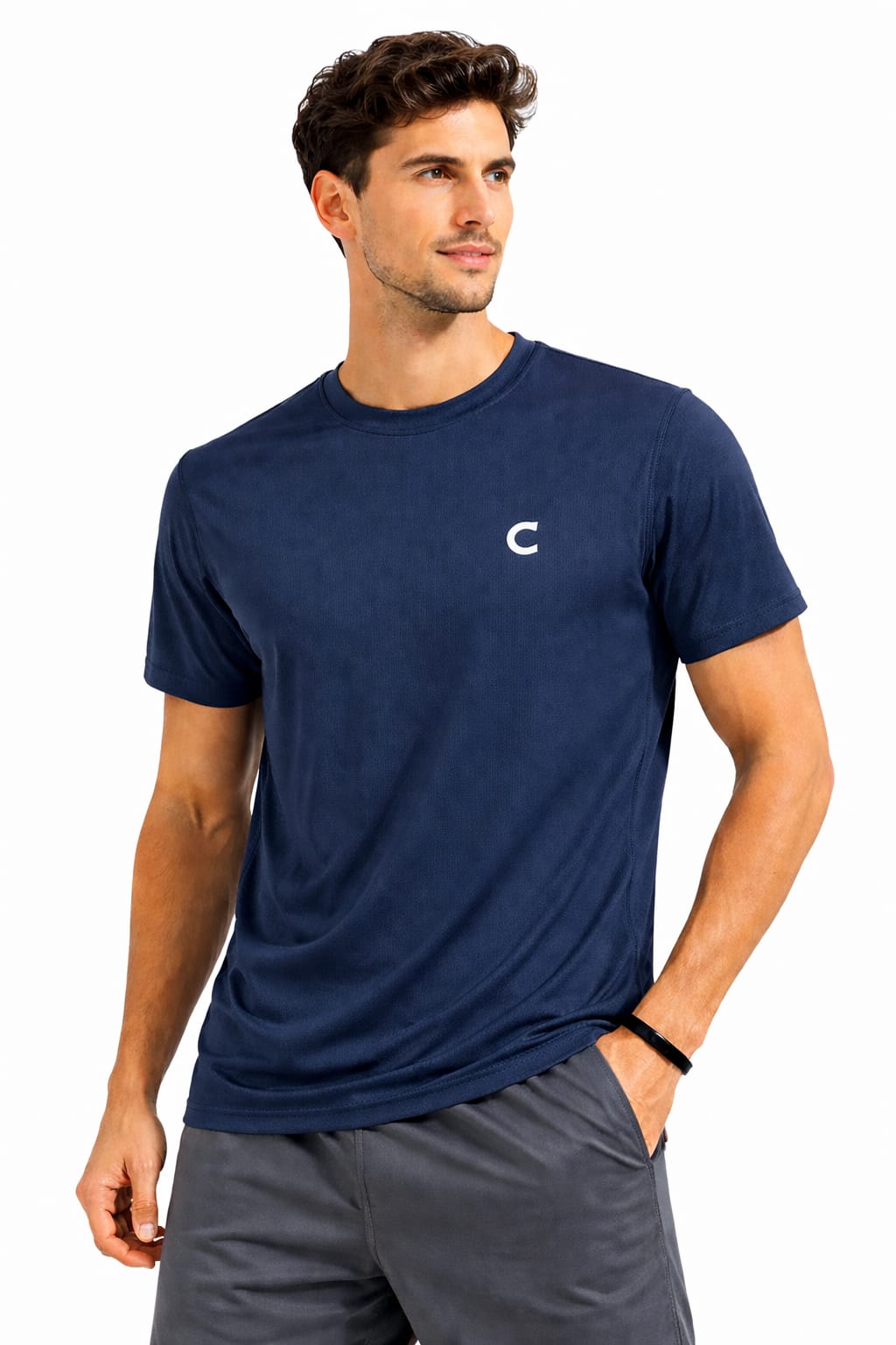 T SHIRT ROUND NECK HALF SLEEV SPORTS DRY FIT FABRIC