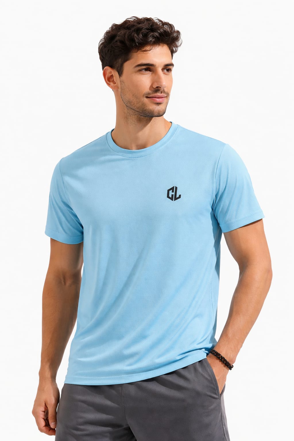 T SHIRT ROUND NECK HALF SLEEV SPORTS DRY FIT FABRIC